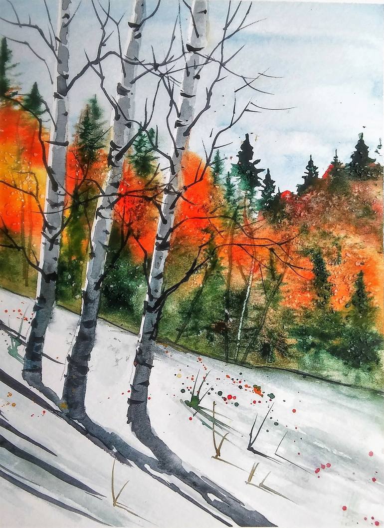 Original Watercolor Birch Tree Painting, Jim Lagasse store , Watercolor , Birch tree painting, Watercolor Painting, landscape art, wall art