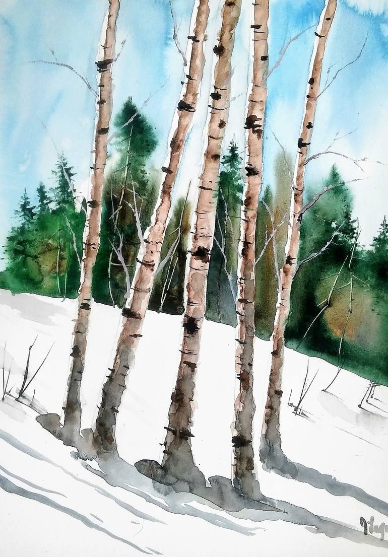 Aspens on sale in Winter Painting