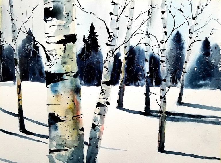 Birch Trees Painting by james lagasse | Saatchi Art