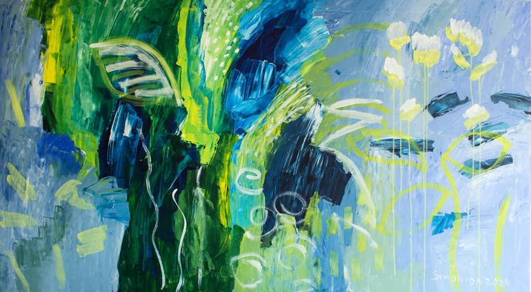 Original Nature Painting by Simonida Djordjevic | Abstract Art on Canvas | Spring is the Time to Tell You I Love You