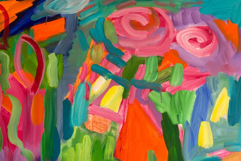 Original Expressionism Garden Painting by Simonida Djordjevic