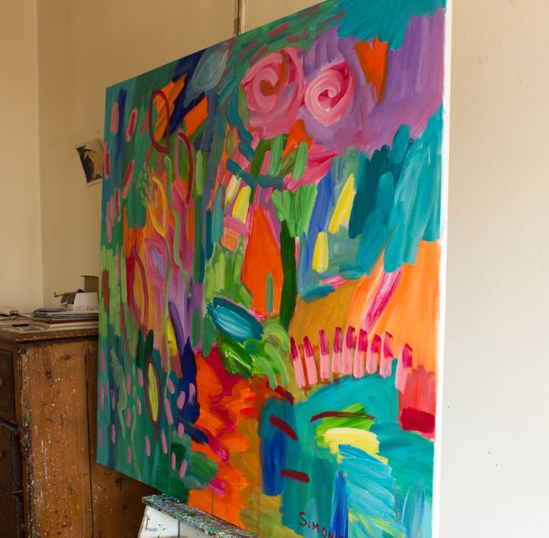 Original Expressionism Garden Painting by Simonida Djordjevic