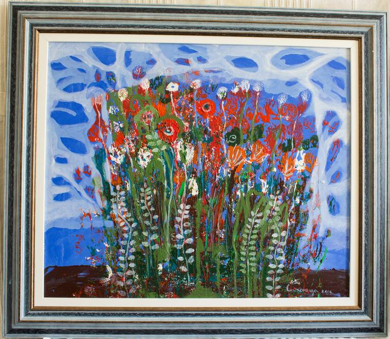 Original Abstract Floral Painting by Simonida Djordjevic