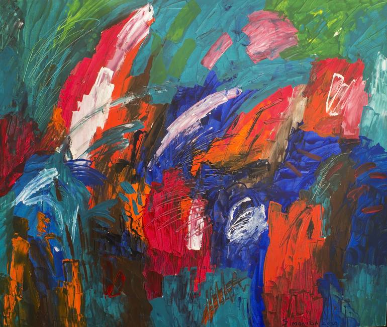 The Rhythm of the Red Field Painting by Simonida Djordjevic | Saatchi Art