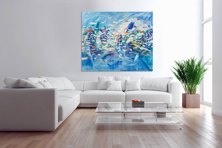 Original Abstract Expressionism Seascape Painting by Simonida Djordjevic