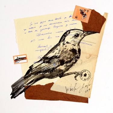 Drawing Ink Bird on vintage letters thumb