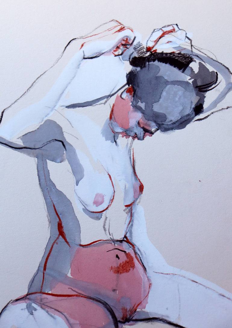 Original Fine Art Nude Drawing by Mihaela Zoeva