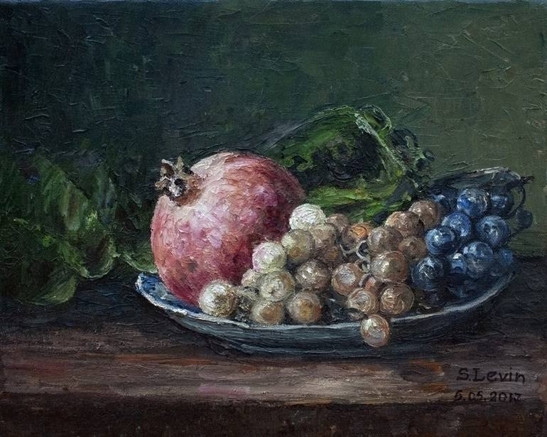 Still life with grapes Painting by Sergey Levin | Saatchi Art