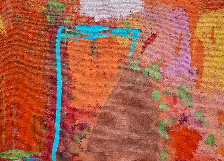 Original Abstract Painting by Martin Sloan | Abstract Art on Fabric | Bumbung Merah, Duan Liar/ Red Roof, Wild Leaves