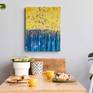 The gold foil shines beautifully under the yellow texture. This piece has many interesting layers and invokes different feelings depending on the lighting.
