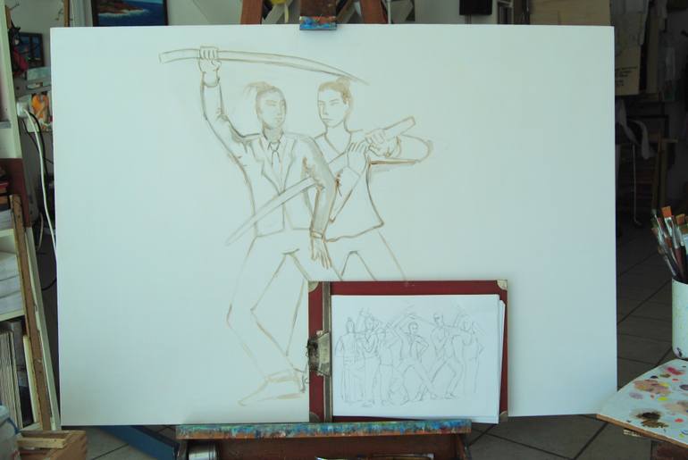 Original Surrealism People Painting by Gianni Mucè