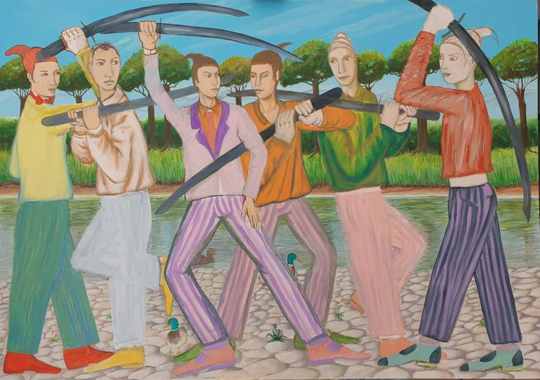 Original Surrealism People Painting by Gianni Mucè