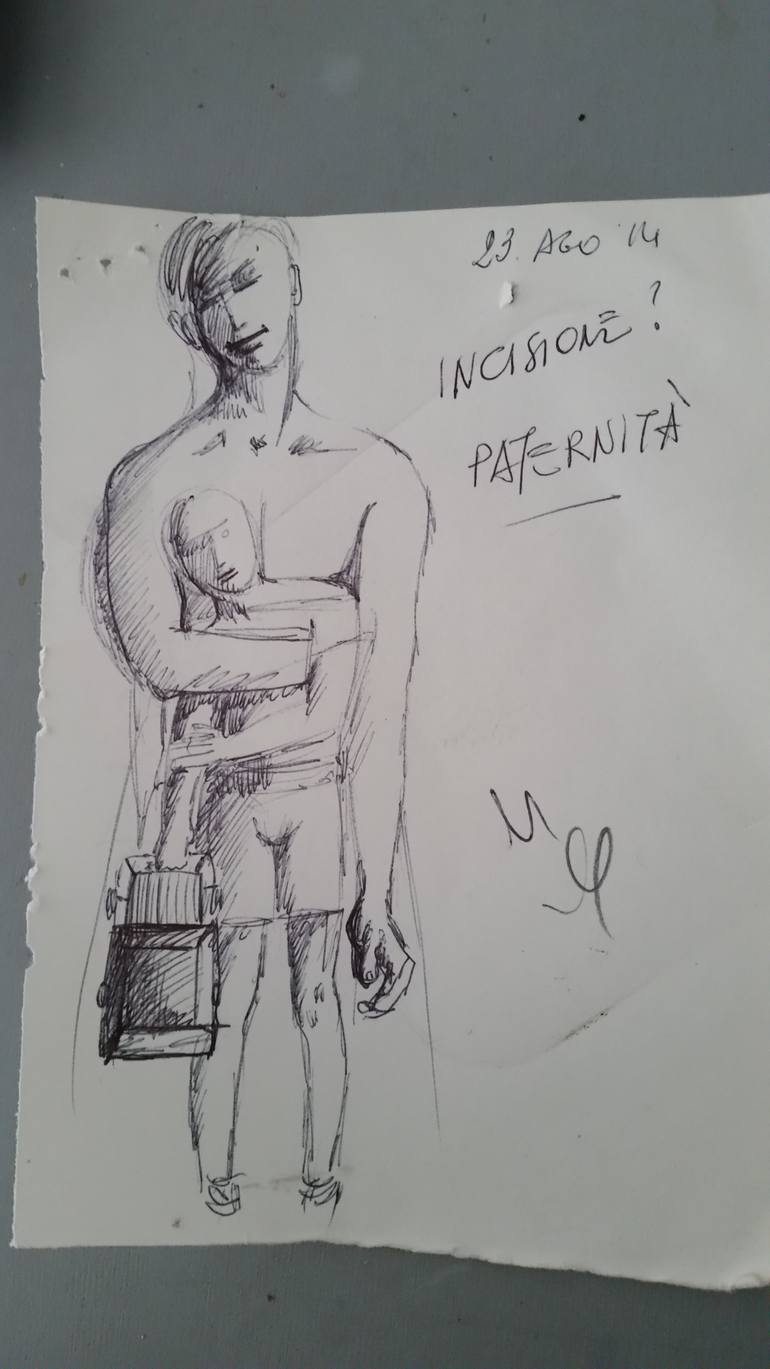 Original Conceptual Family Painting by Gianni Mucè