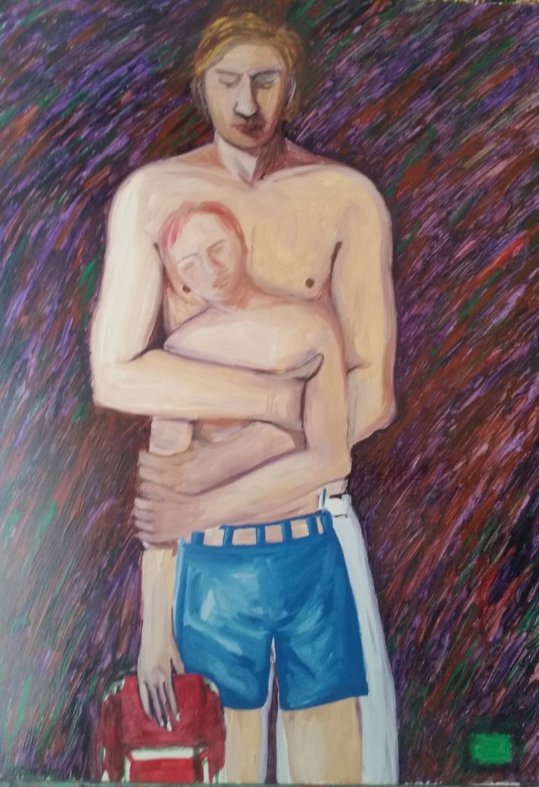 Original Conceptual Family Painting by Gianni Mucè