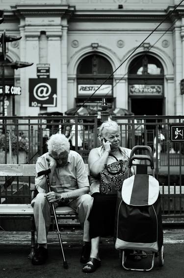 Old Couple on a Train Station. thumb