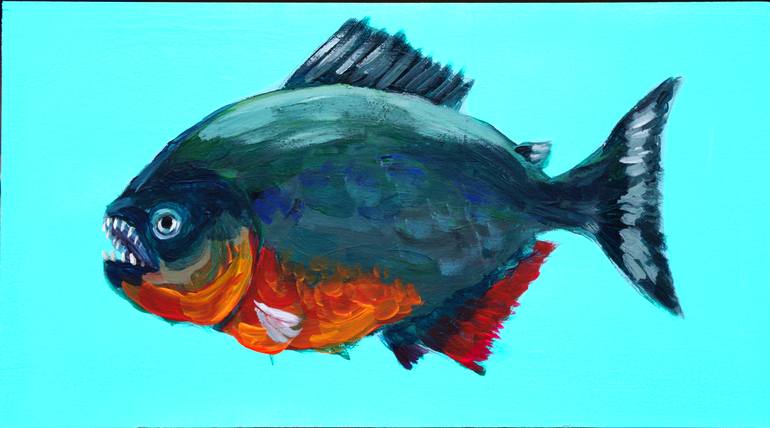 Red Bellied PIRANHA Watercolor Art for the Fishing Lovers and Anglers / Gifts  for Fisherman Face Mask by OliArt