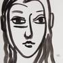 'Two Heads': Two ink drawings. Both drawings belong together as a pair.

Chinese ink on stable antique-white paper.
One drawing is 25x35 cm, the other 27x35 cm.