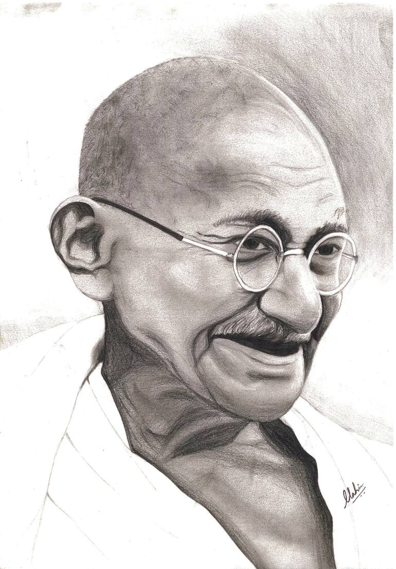 Mahatma Gandhi (Original Sold) Drawing by Mahi Reddy | Saatchi Art