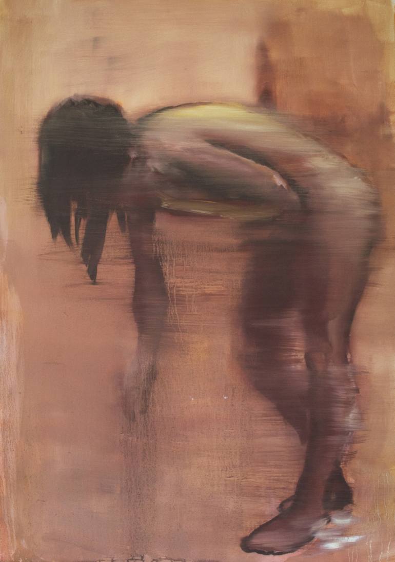 Nude bending down Painting by Pauline Zenk | Saatchi Art