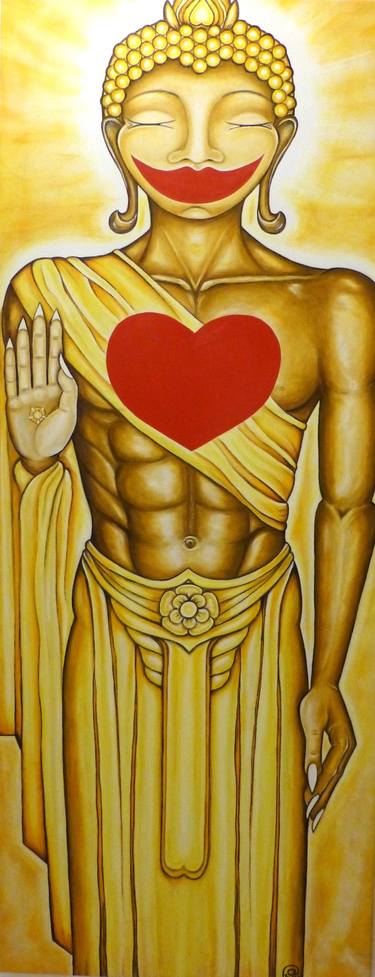 BUDDHAs UPRiGHT HEART acrylic 60 x 150cm by Anschi Bredt-Vith thumb