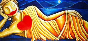 BUDDHAs RELAXED HEART acrylic 140 x 65cm by Anschi Bredt-Vith thumb