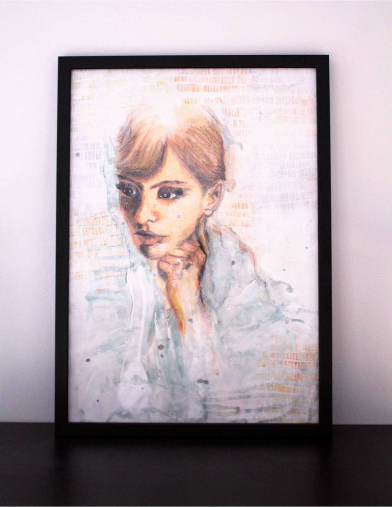 Original Pop Art Women Drawing by Mal Vino Palinska