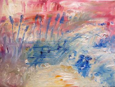 Abstract landscape in magenta and blue thumb