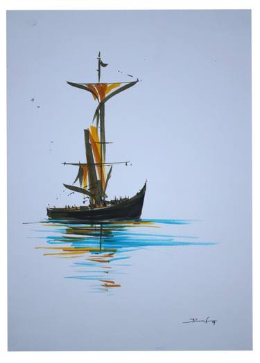 Print of Expressionism Boat Drawings by ravikumar as