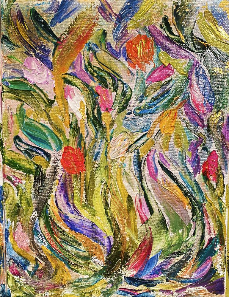 Original Expressionism Floral Painting by Nona Gold