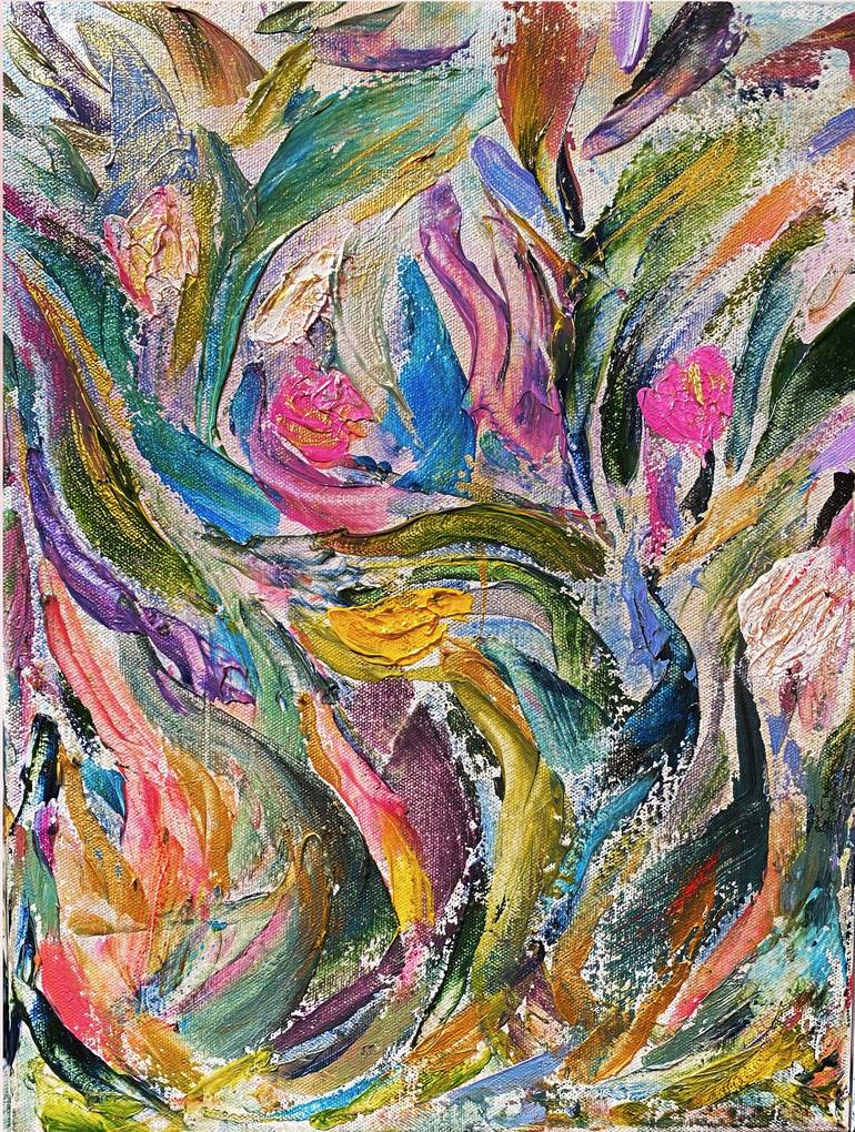 Original Expressionism Floral Painting by Nona Gold
