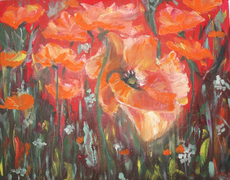 Poppies Painting by Edgars Zviedris | Saatchi Art