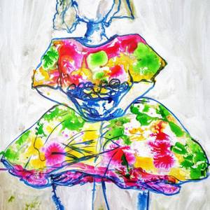 Girl with a bowl of fruit- Abstract Expressionism