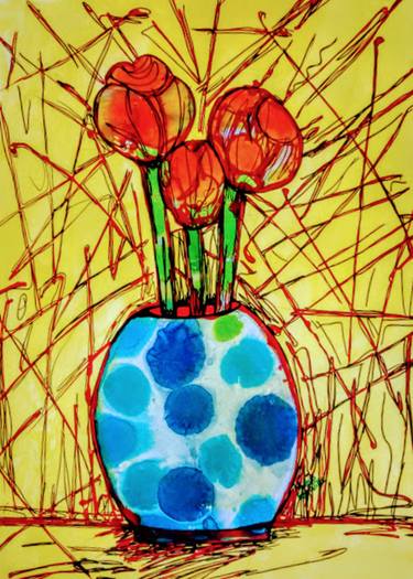 Abstract floral art | Red bulb flowers thumb