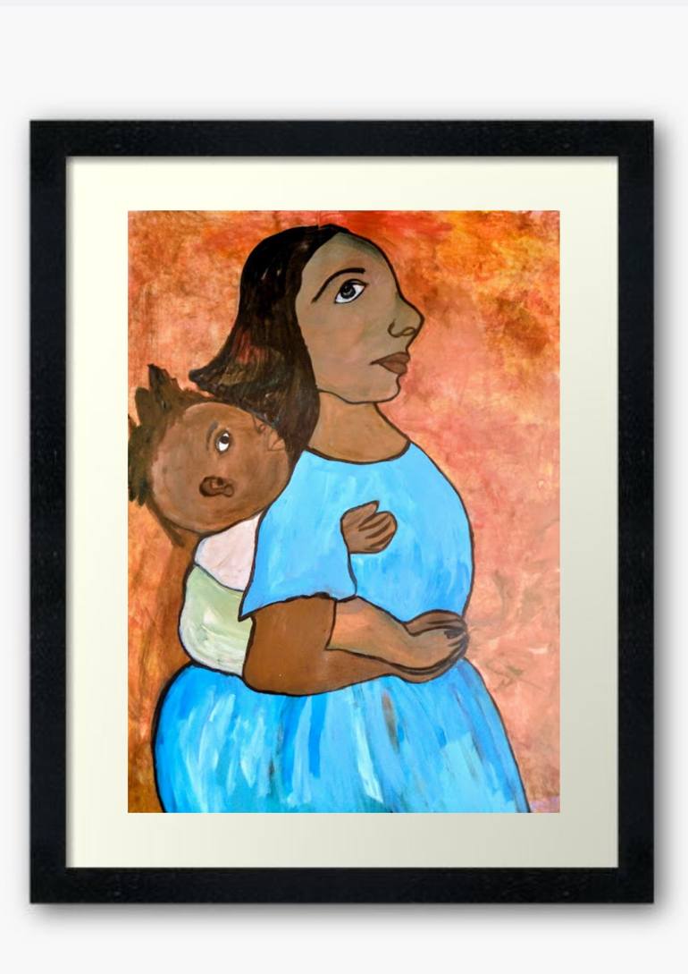 Abstract Portrait | Grandma & Baby Painting by enyadike miabo | Saatchi Art