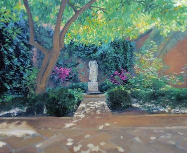 Original Figurative Garden Paintings by JOSE  ANTONIO HINOJOS MORALES