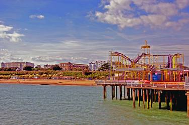 Clacton On Sea Pier And Beach Essex UK thumb