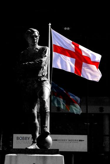 Bobby Moore Statue England Flag Wembley Stadium thumb