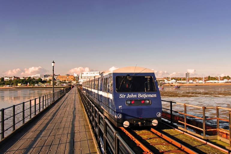Original Architecture Photography by Andy Evans Photos | Contemporary Art on Paper | Southend on Sea Pier and Train Essex