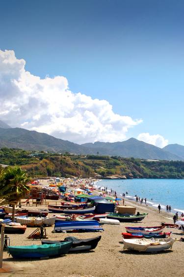 Fishing Boats Burriana Beach Nerja Spain thumb