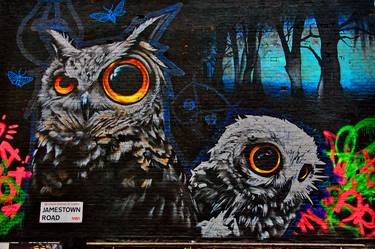 Owl Graffiti Street Art Camden Town London thumb