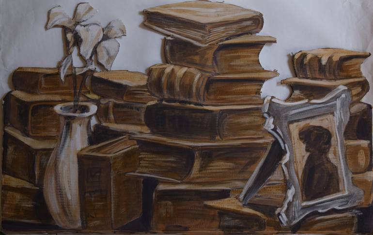 books and lilies Painting by antonio ciap