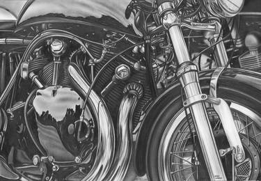 Print of Photorealism Motorcycle Drawings by Jerry Winick