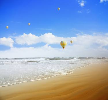 Saatchi Art Artist Arman Zhenikeyev; Photography, “Air balloons flying over the sea” #art