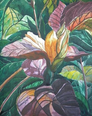 Original Abstract Botanic Paintings by Somanjan Ray