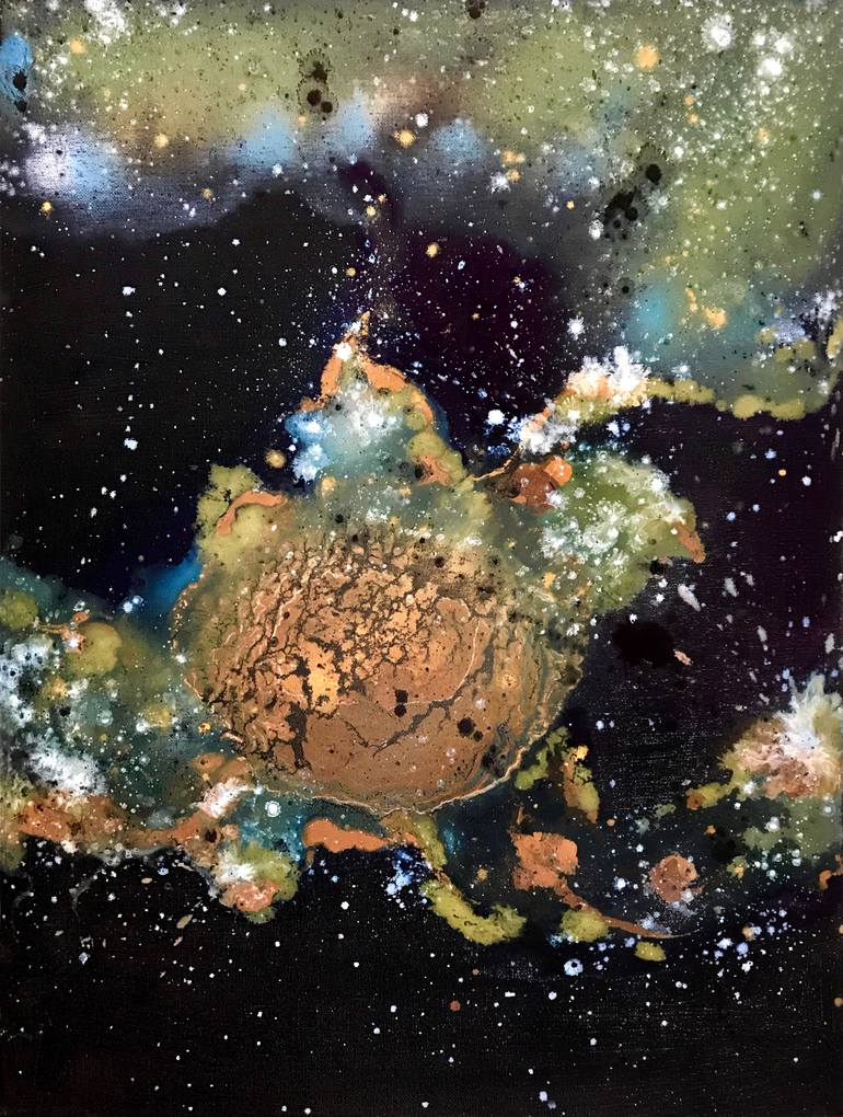 Original Abstract Outer Space Painting by Lulu Frances