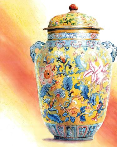 Saatchi Art Artist Kanchan Mehendale; Paintings, “Yellow Chinese Vase” #art