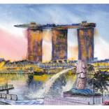 Evening at Marina Bay Sands & the Merlion by Kanchan Mehendale