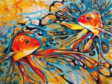 Print of Abstract Fish Paintings by Monica Lizano