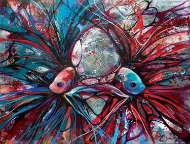 Original Abstract Fish Paintings by Monica Lizano