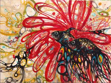 Original Abstract Fish Paintings by Monica Lizano